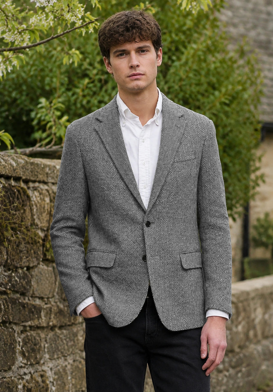 Men's grey herringbone jacket