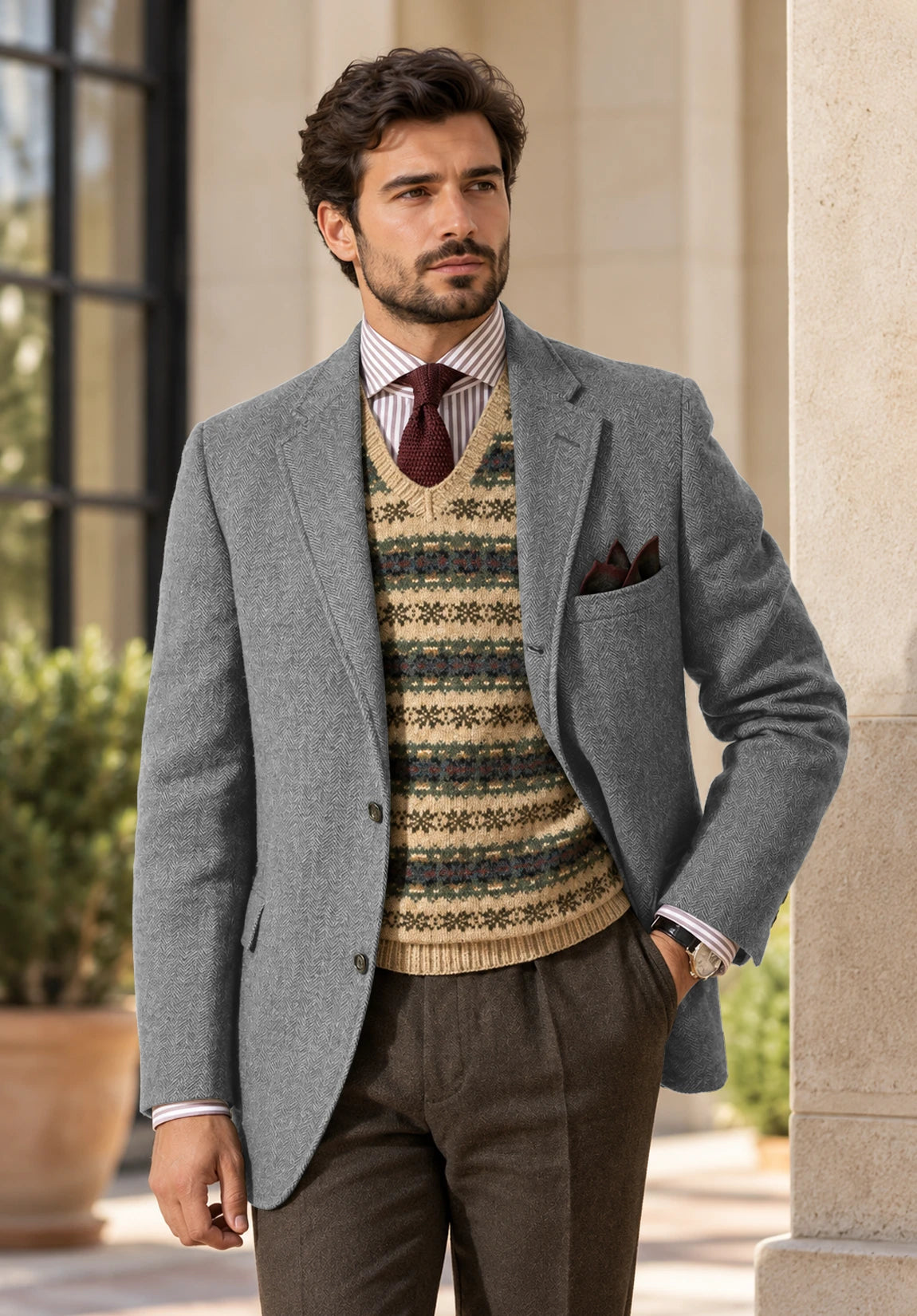 Men's grey herringbone jacket