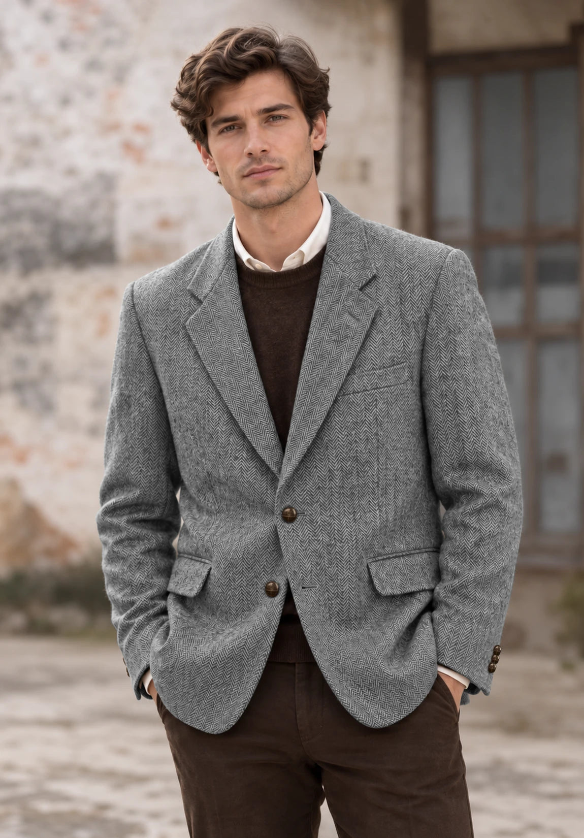 Men's grey herringbone jacket