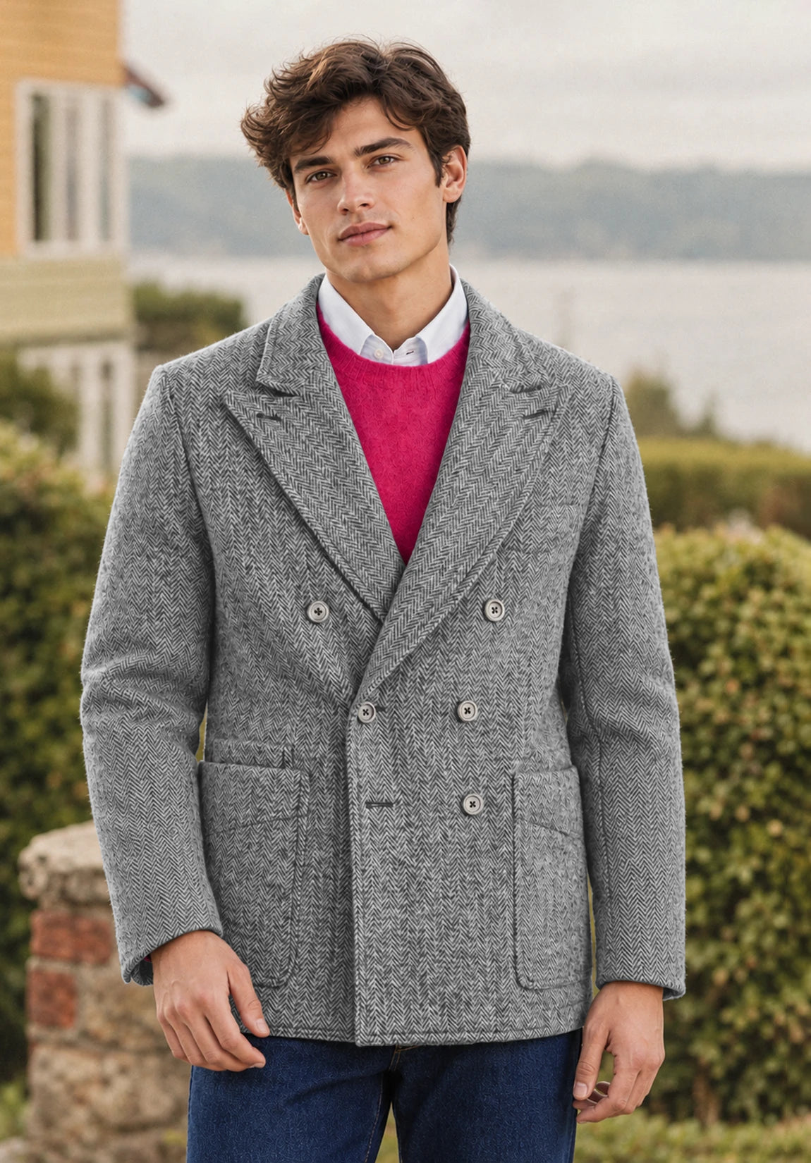 Men's grey herringbone jacket