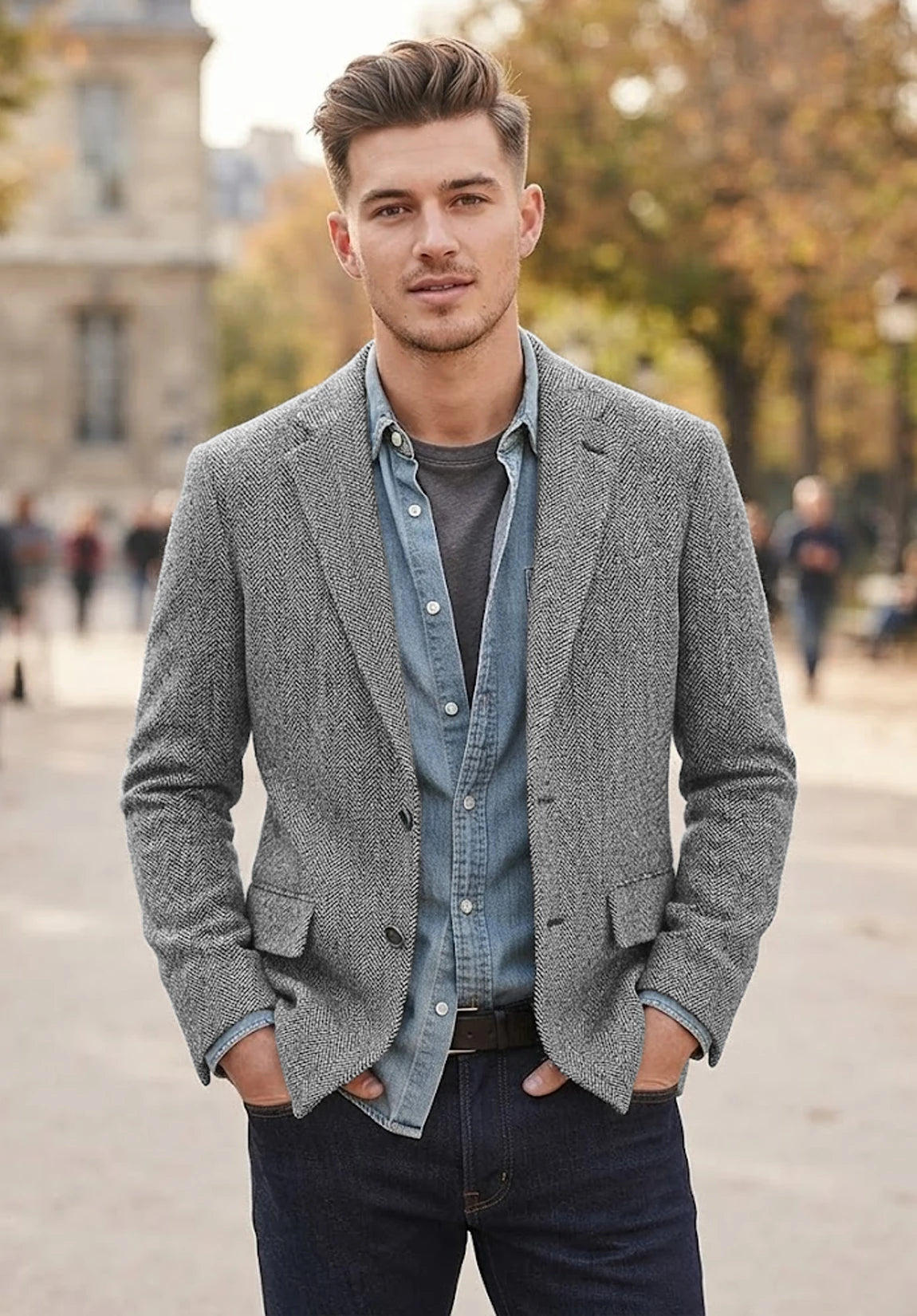 Men's grey herringbone jacket