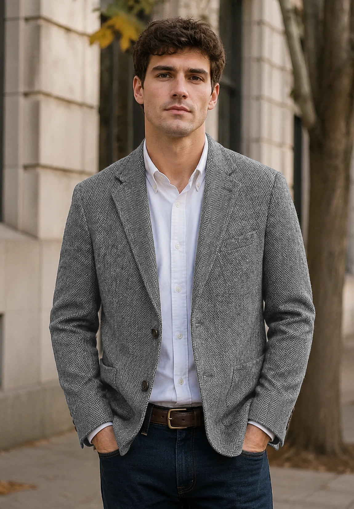 Men's grey herringbone jacket