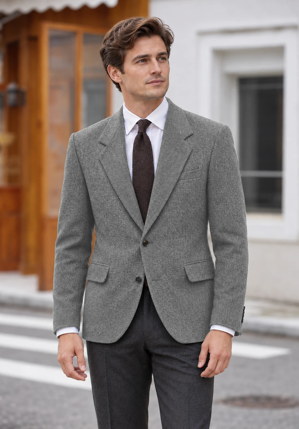 Men's grey herringbone jacket