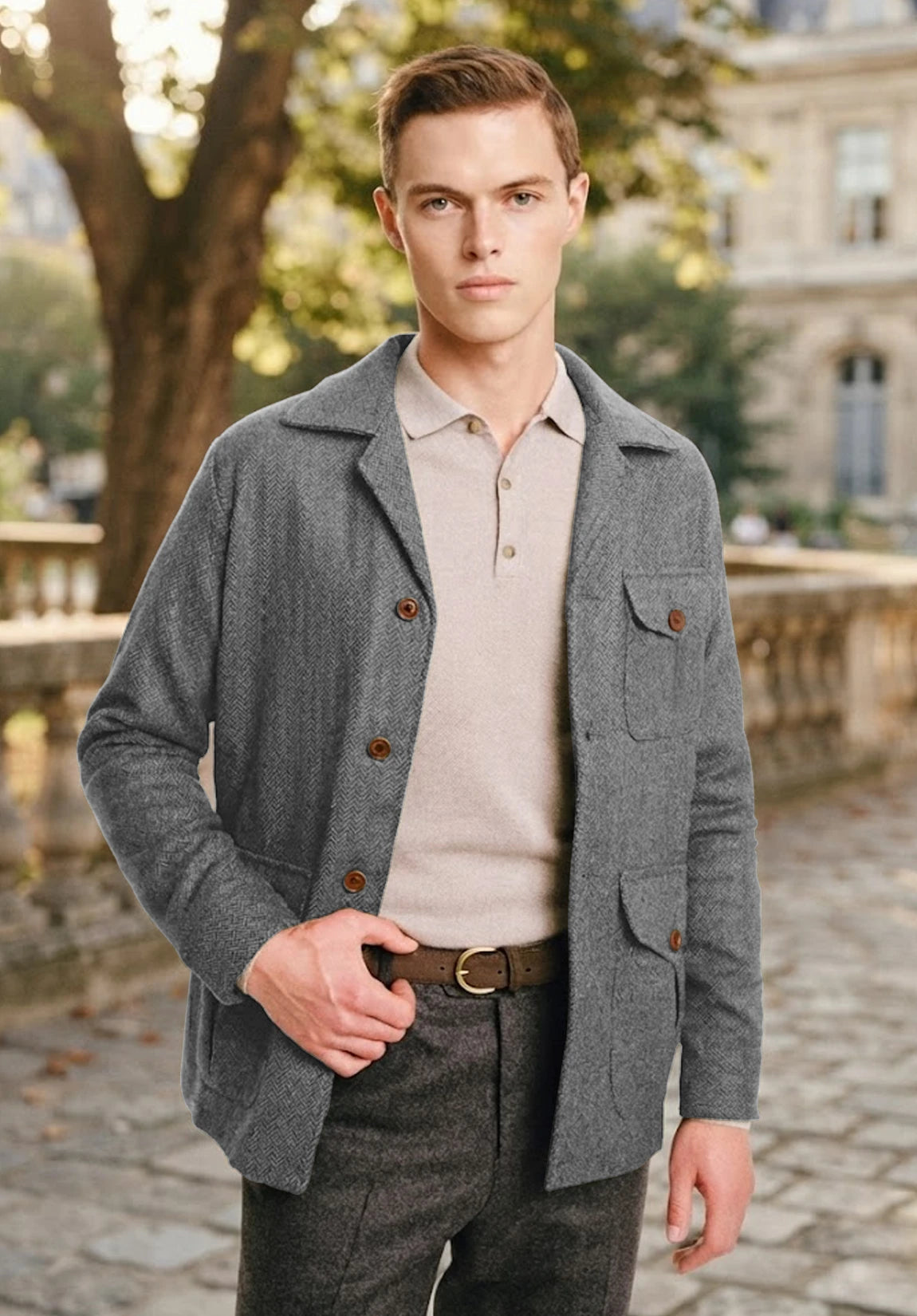 Men's grey herringbone jacket
