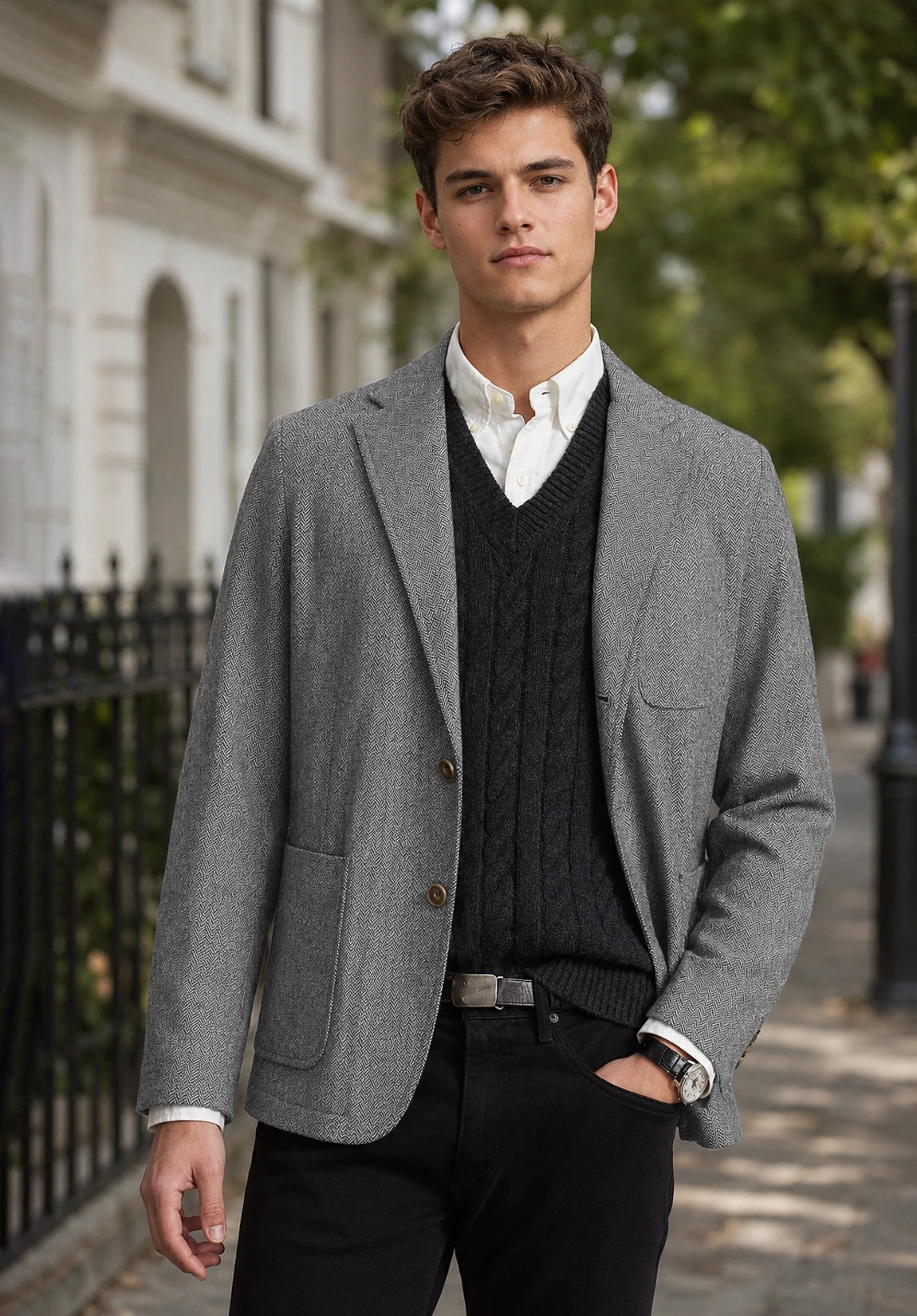 Men's grey herringbone jacket