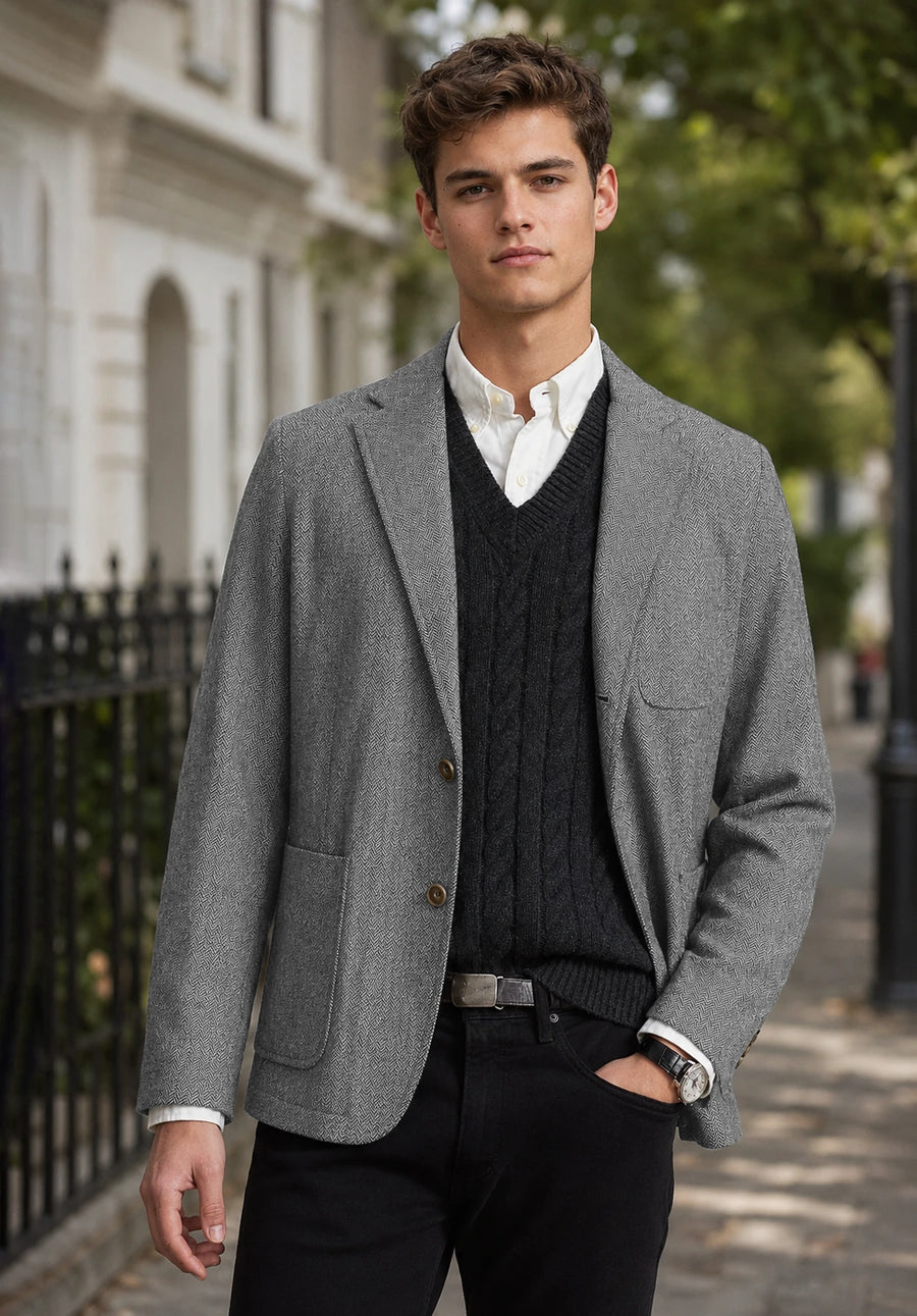 Men's grey herringbone jacket