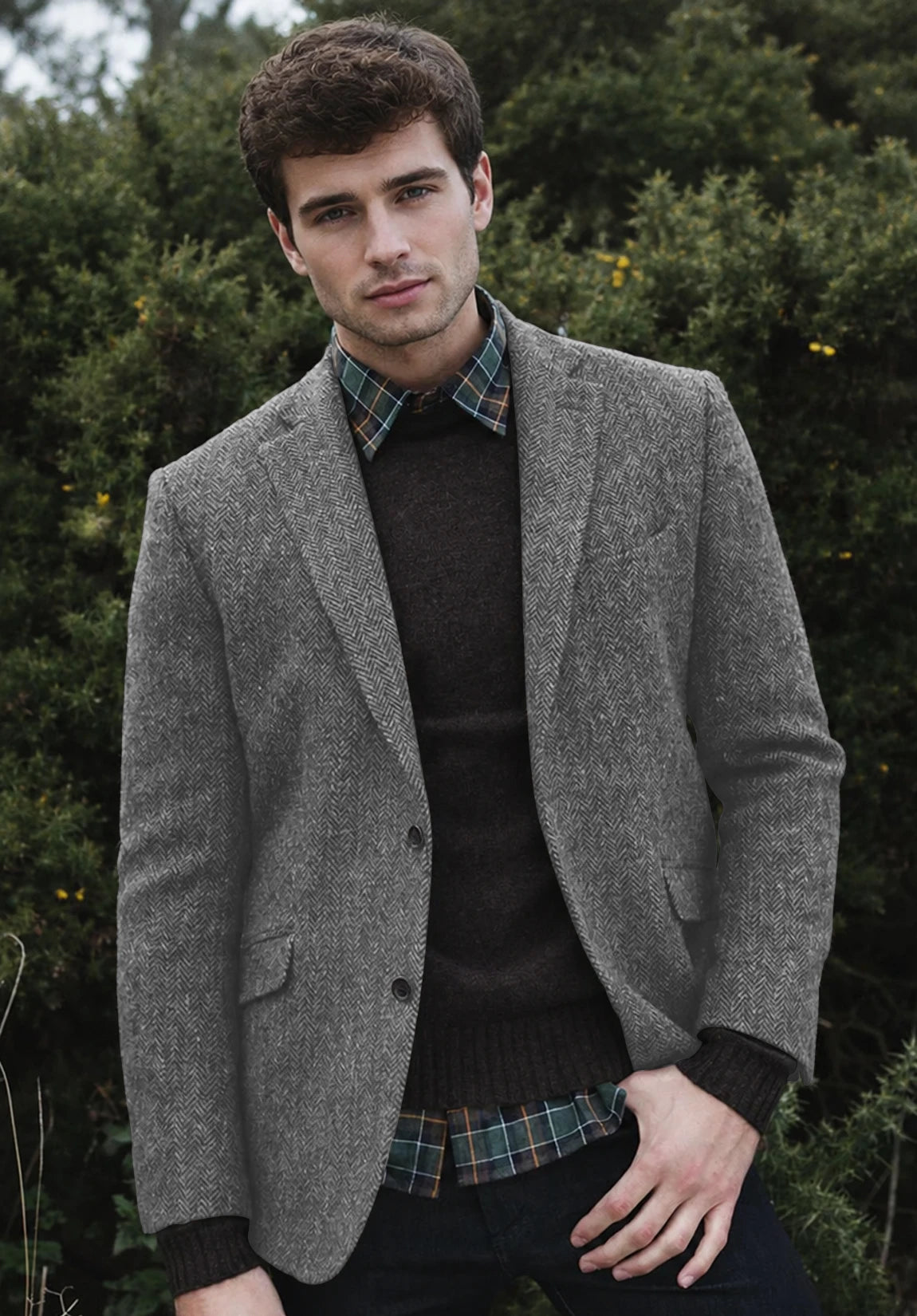Men's grey herringbone jacket