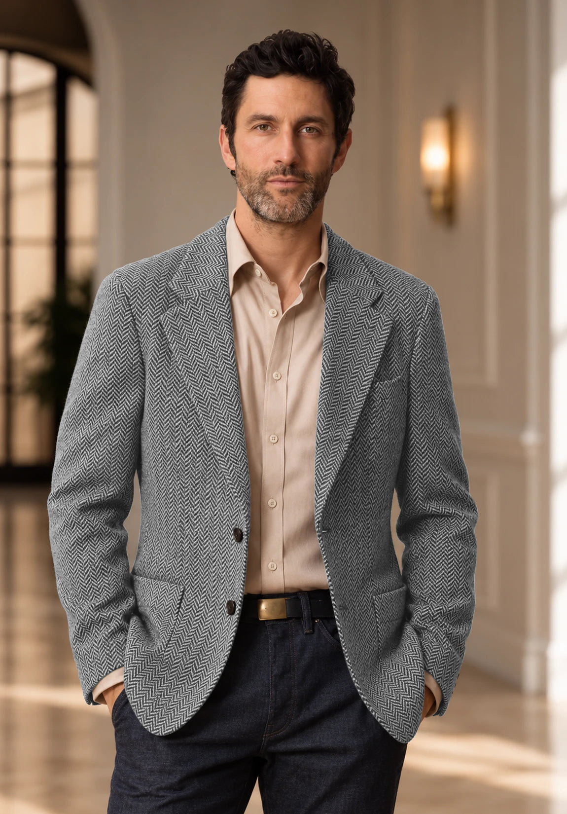 Men's grey herringbone jacket