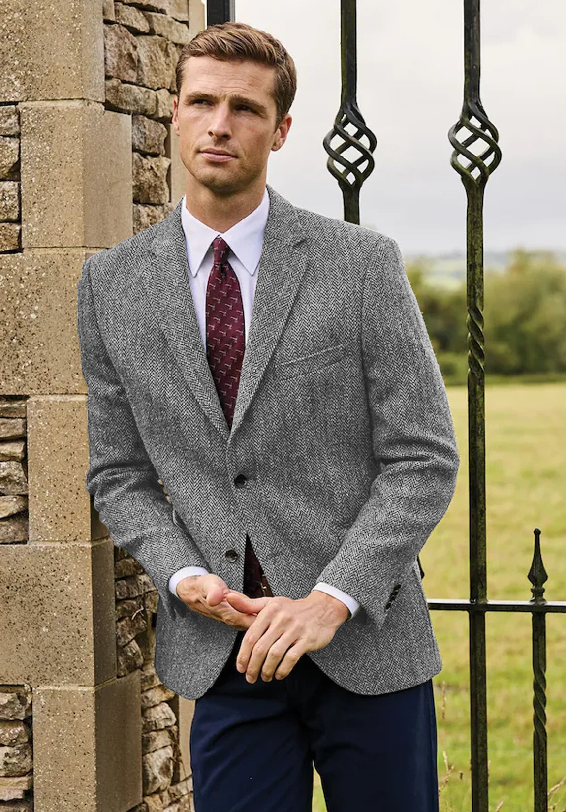 Men's grey herringbone jacket