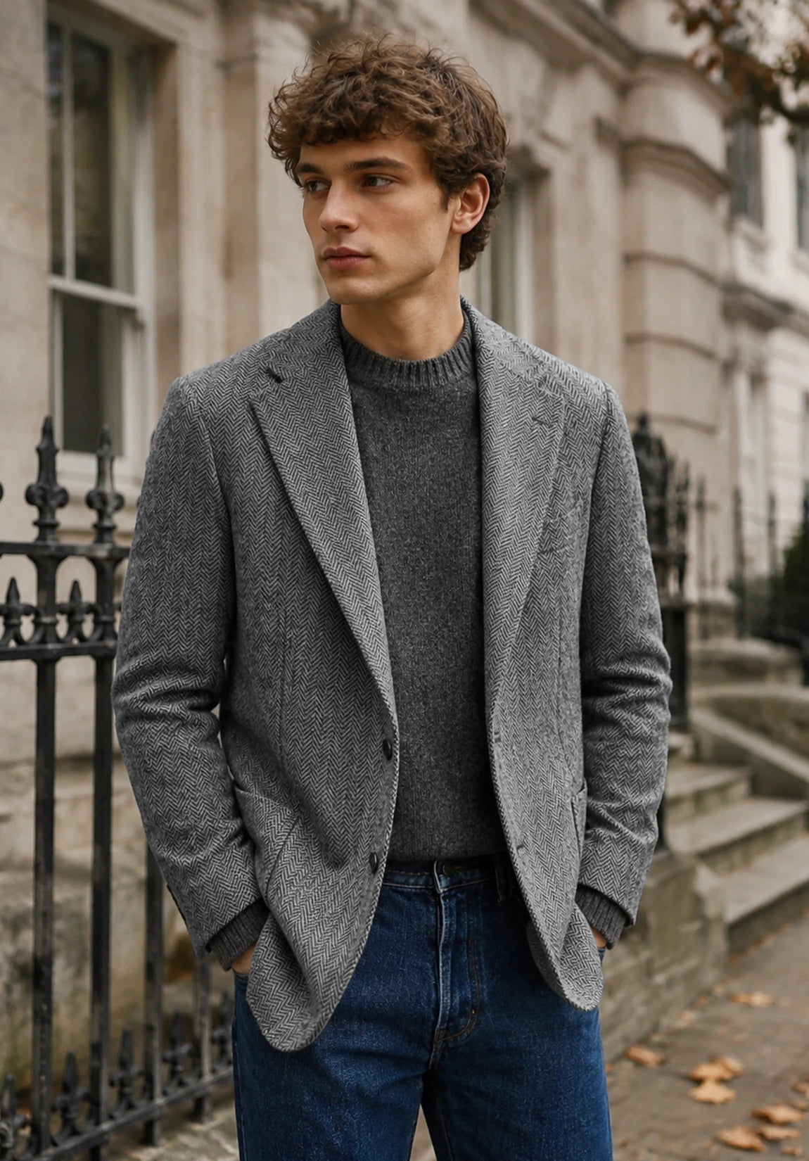 Men's grey herringbone jacket