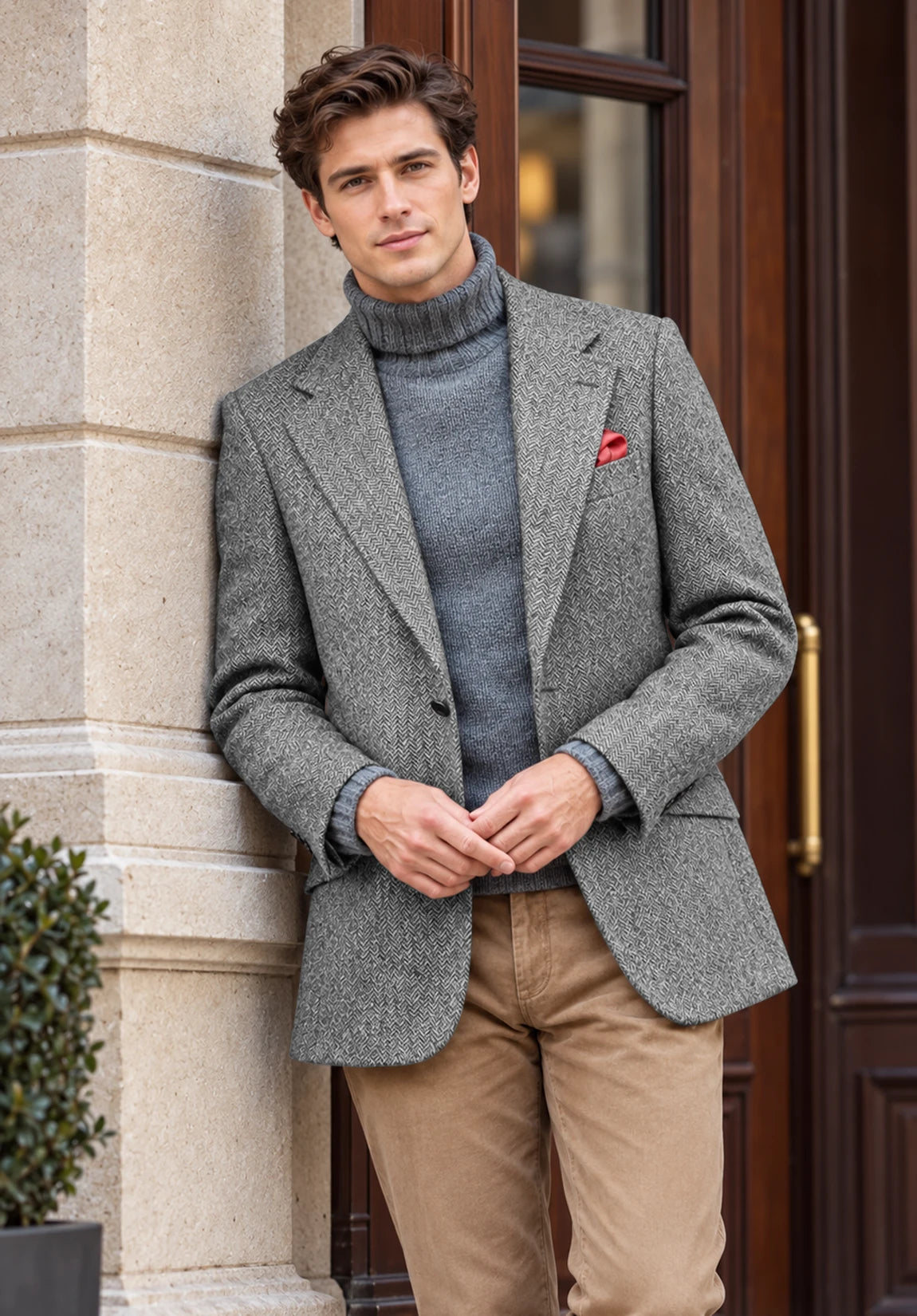 Men's grey herringbone jacket