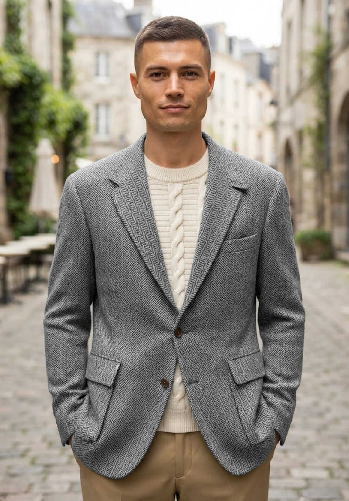 Men's grey herringbone jacket