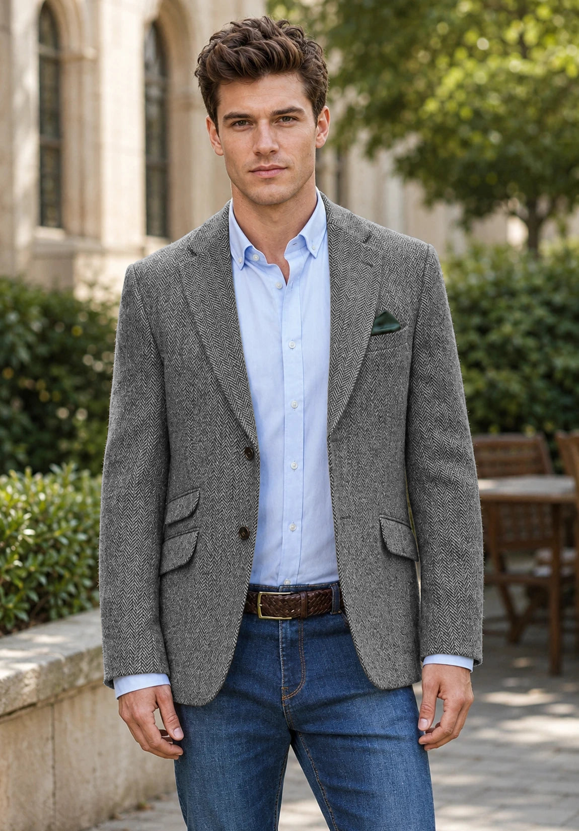 Men's grey herringbone jacket