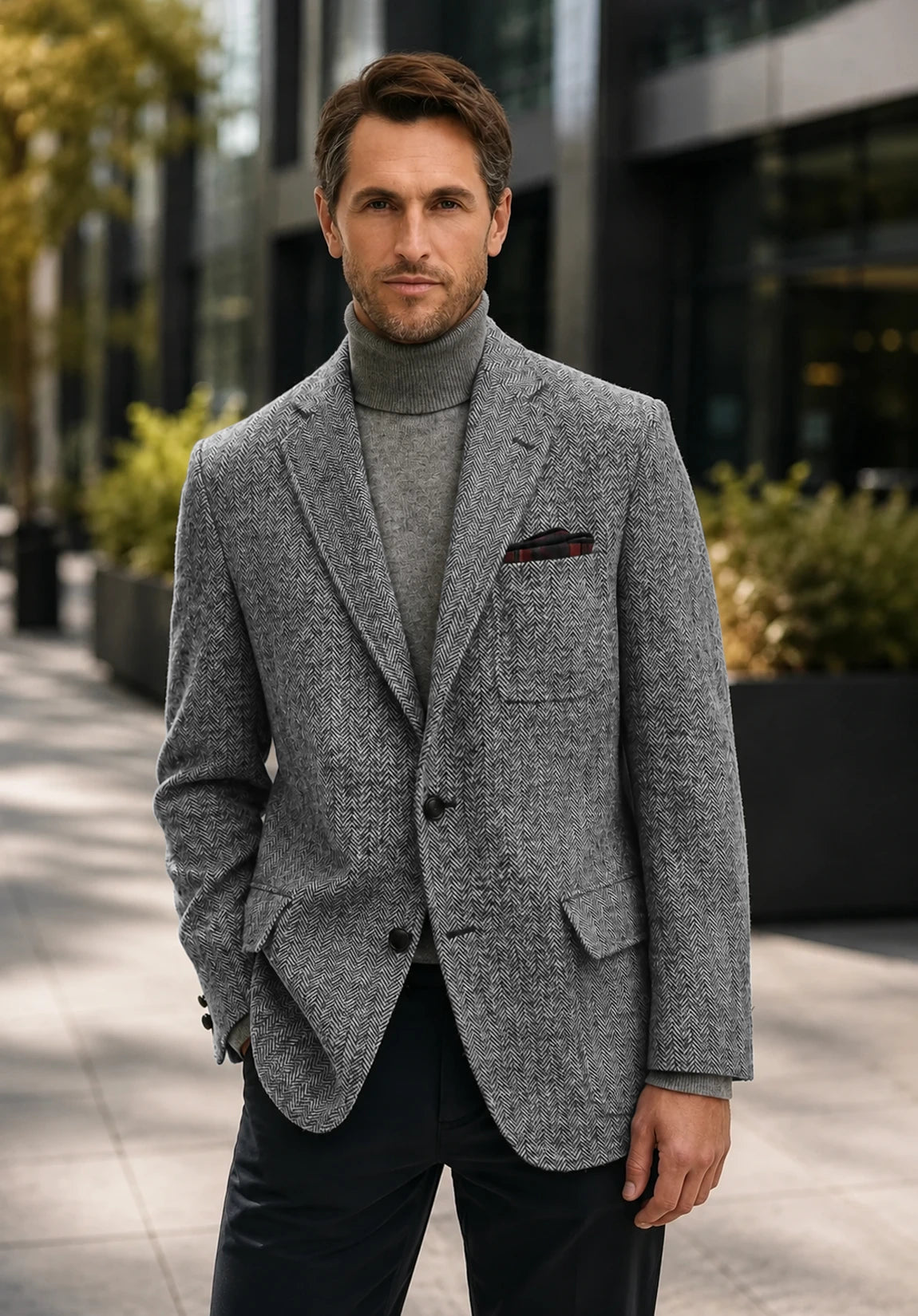 Men's grey herringbone jacket