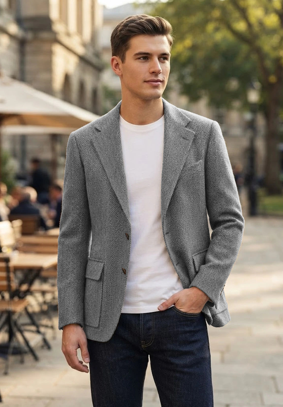 Men's grey herringbone jacket