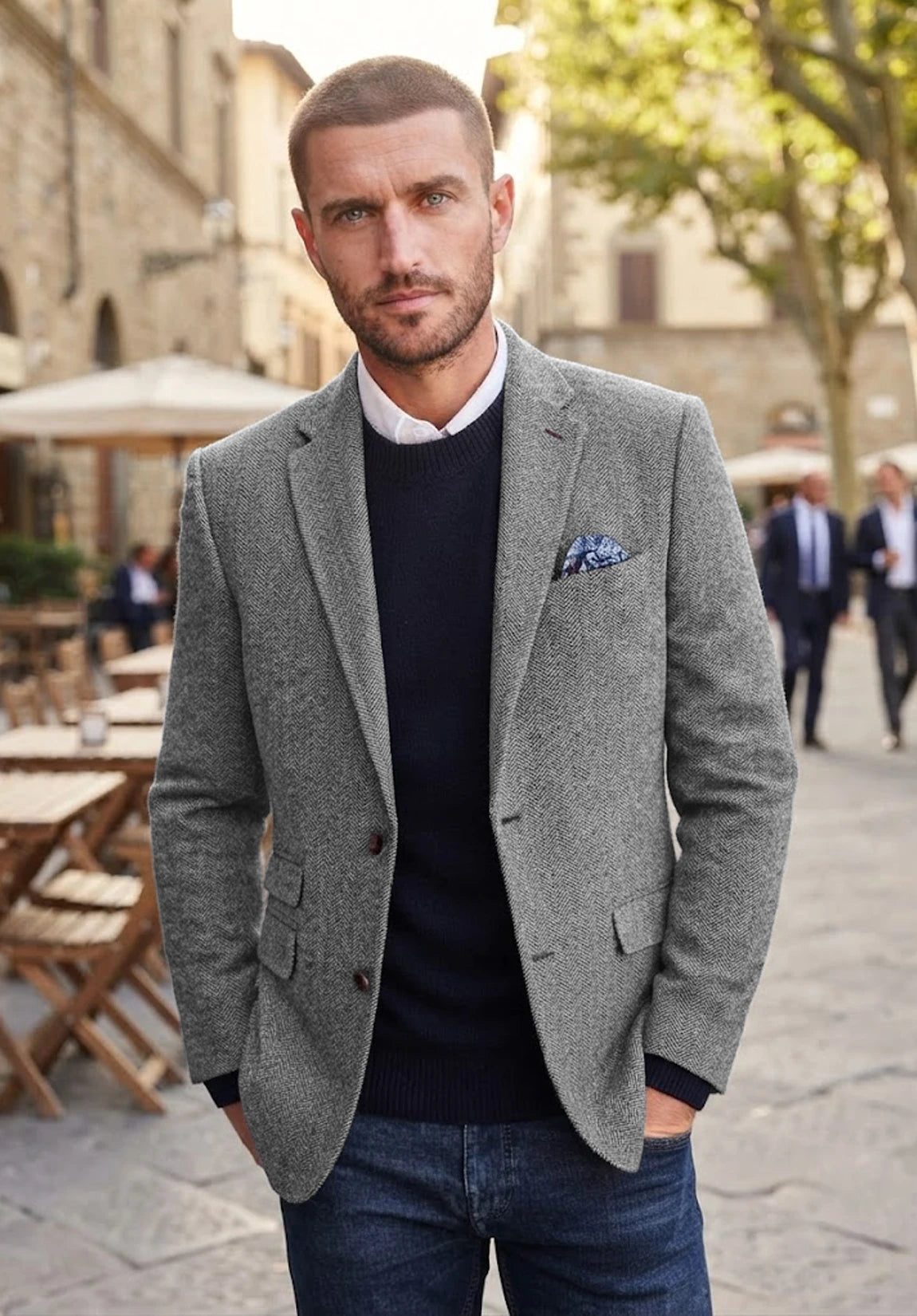 Men's grey herringbone jacket