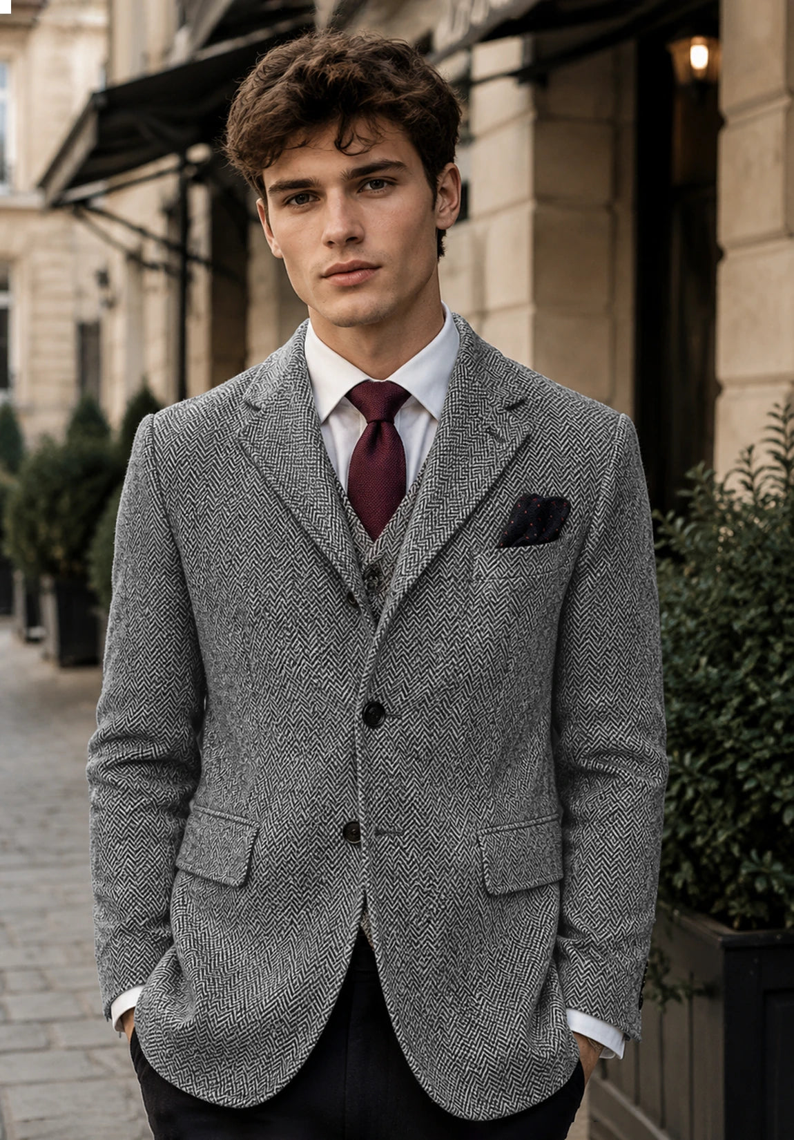 Men's grey herringbone jacket
