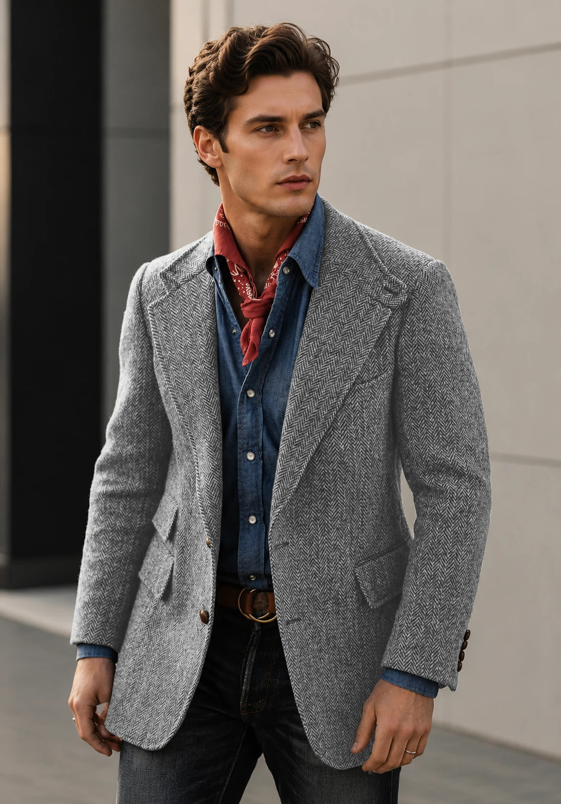 Men's grey herringbone jacket