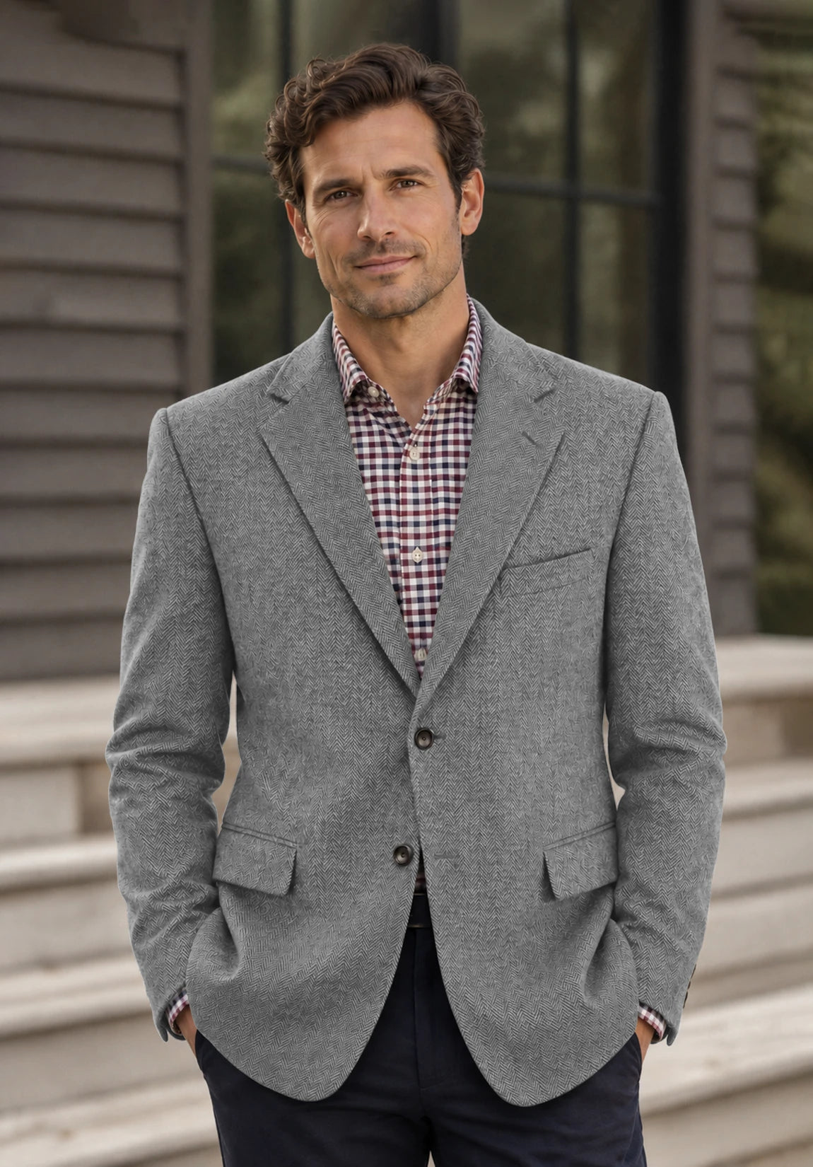 Men's grey herringbone jacket