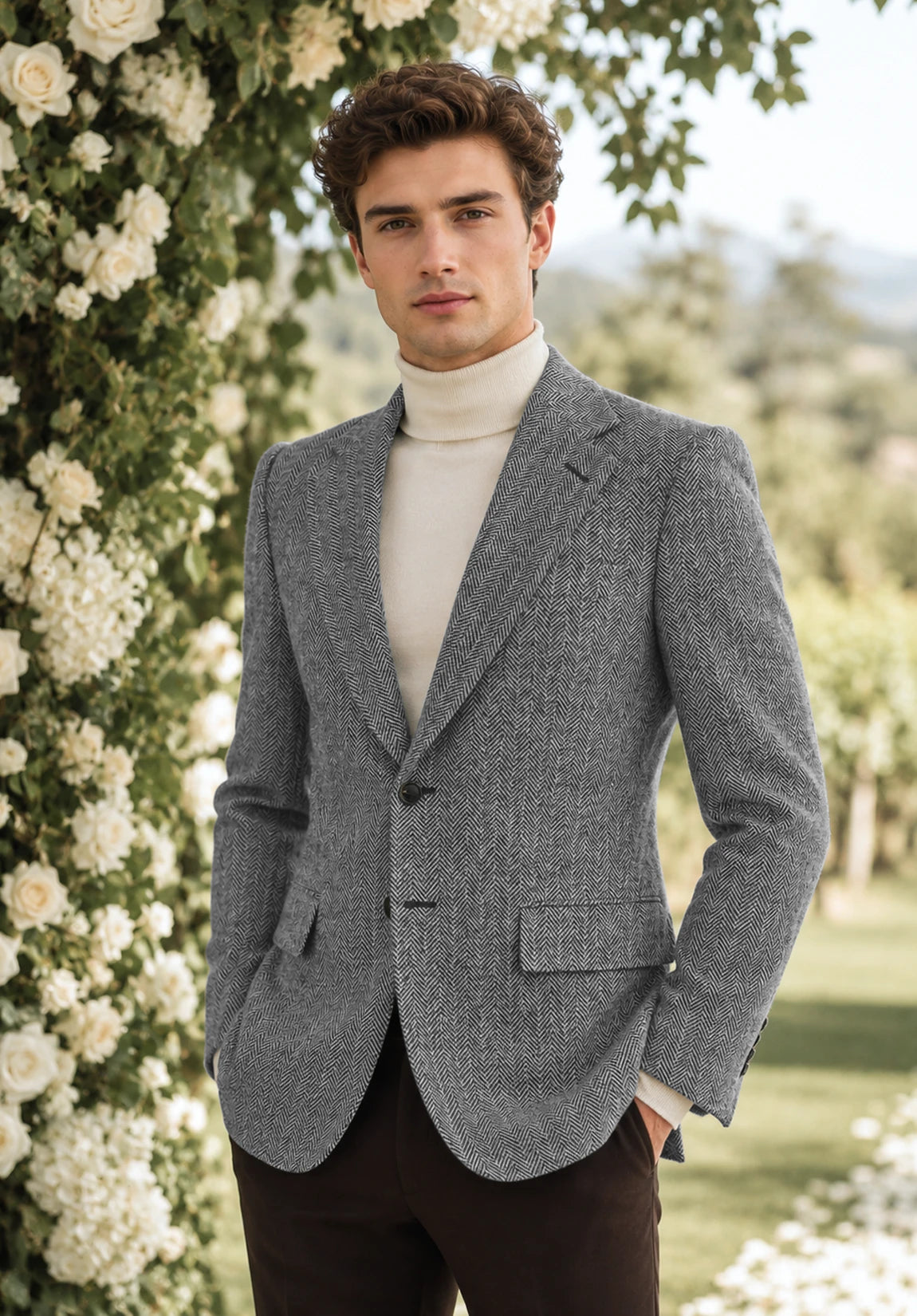 Men's grey herringbone jacket