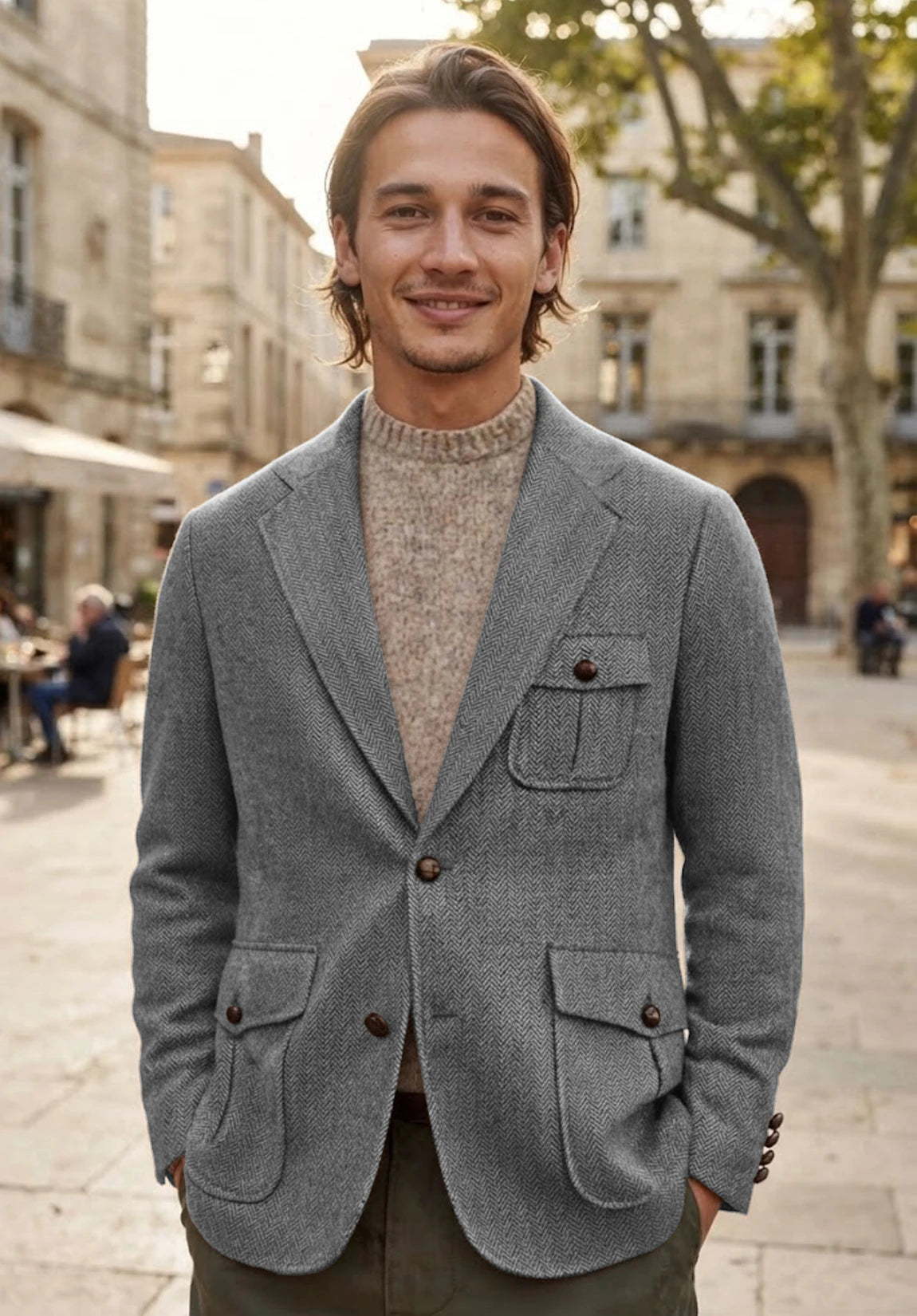 Men's grey herringbone jacket