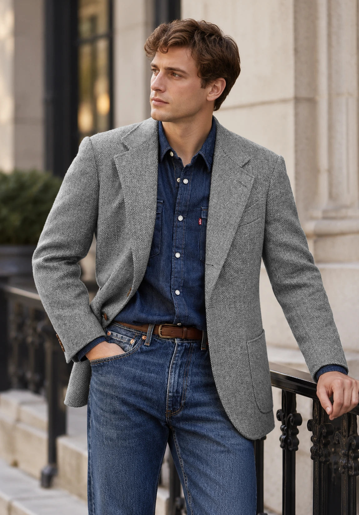 Men's grey herringbone jacket