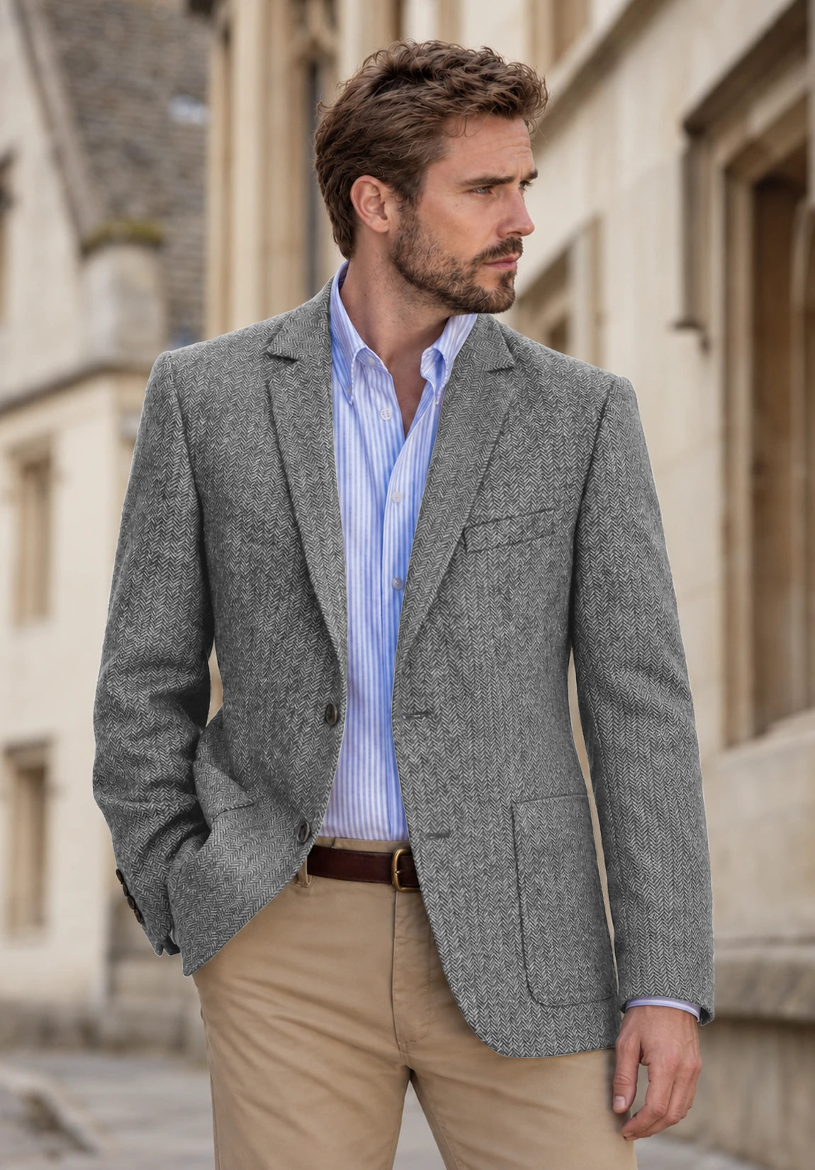 Men's grey herringbone jacket