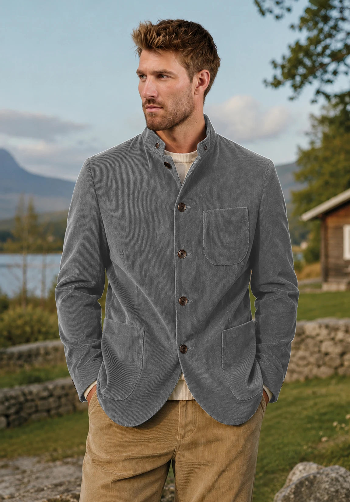Men's grey corduroy jacket