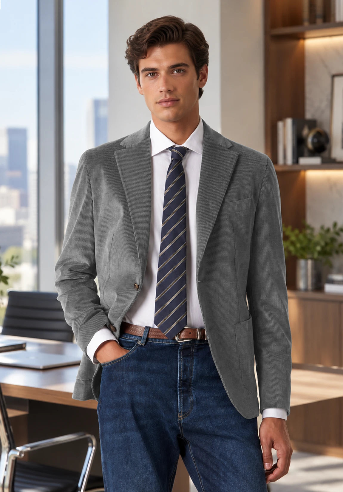 Men's grey corduroy jacket