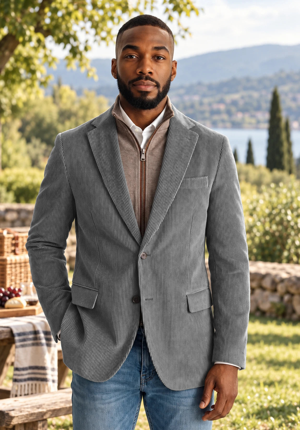 Men's grey corduroy jacket
