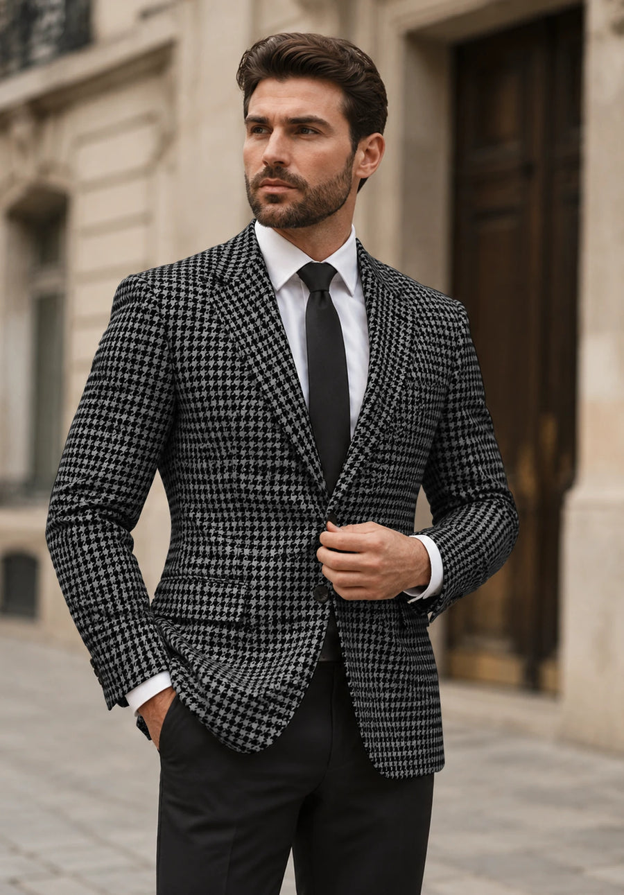 Men's Dark Grey Houndstooth jacket
