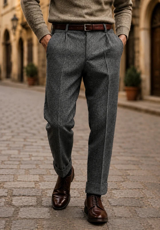 Men's grey tweed pants