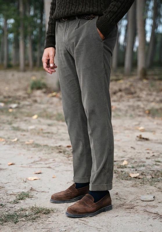 Men's grey corduroy suit pants