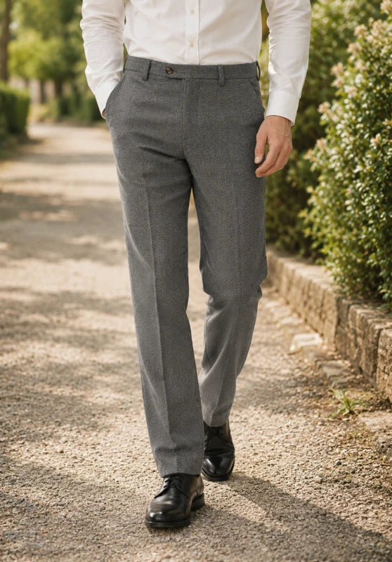 Men's grey tweed pants