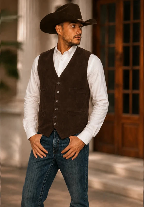 Men's brown suede vest 