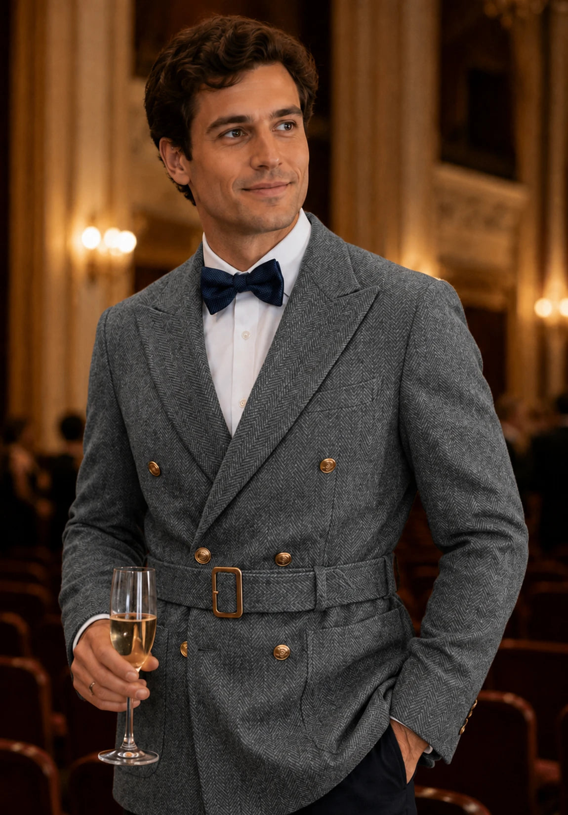 Men's gray herringbone jacket