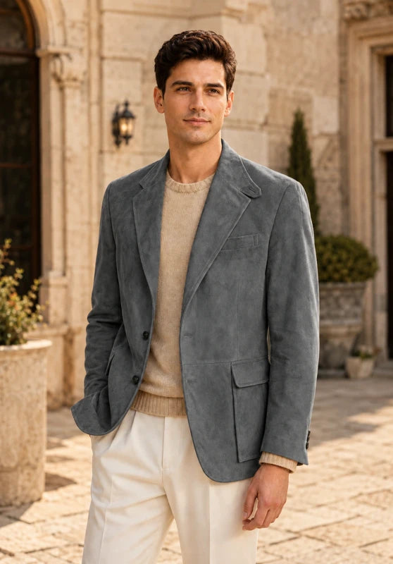  men's suede blazer in dark grey