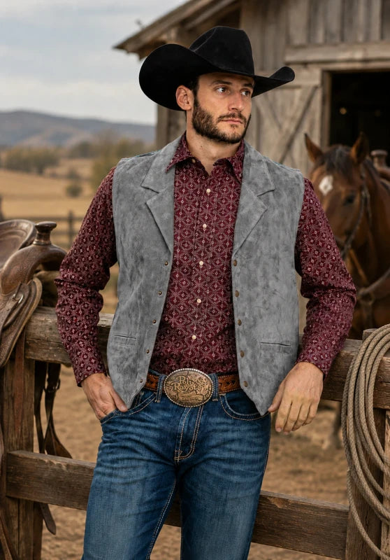 Men's gray suede vest