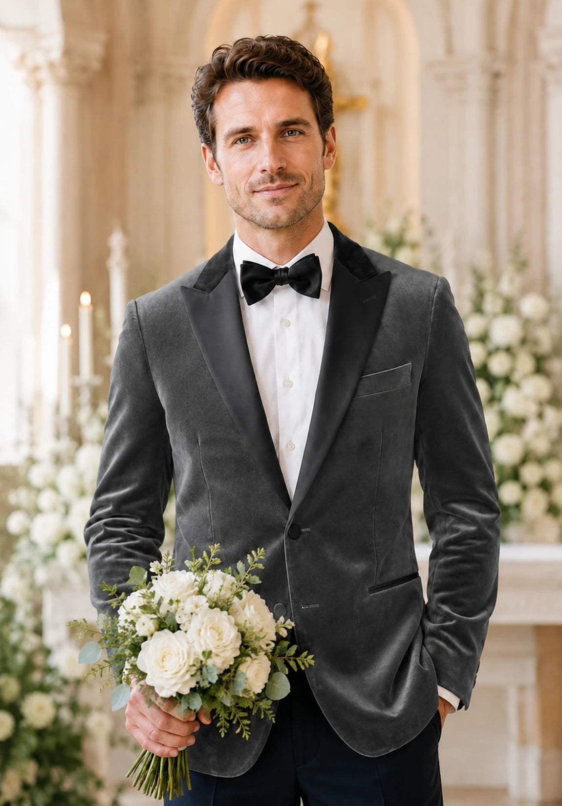 Men's gray velvet jacket