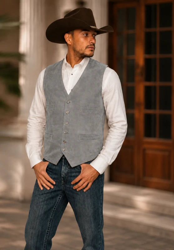 Men's gray suede vest