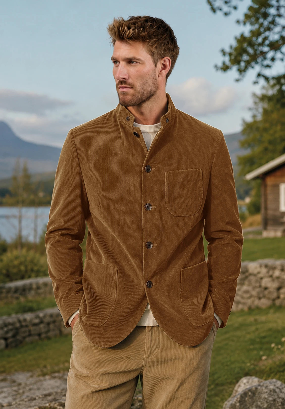 Men's khaki corduroy jacket