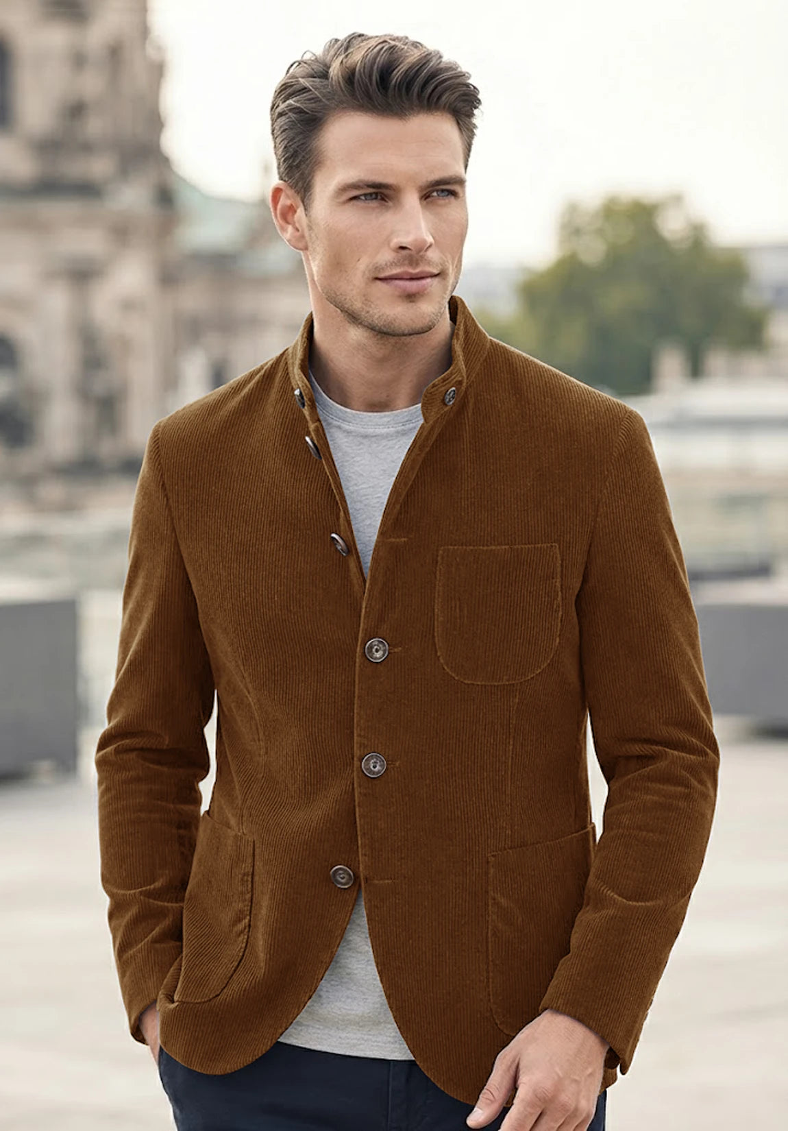 Men's khaki corduroy jacket