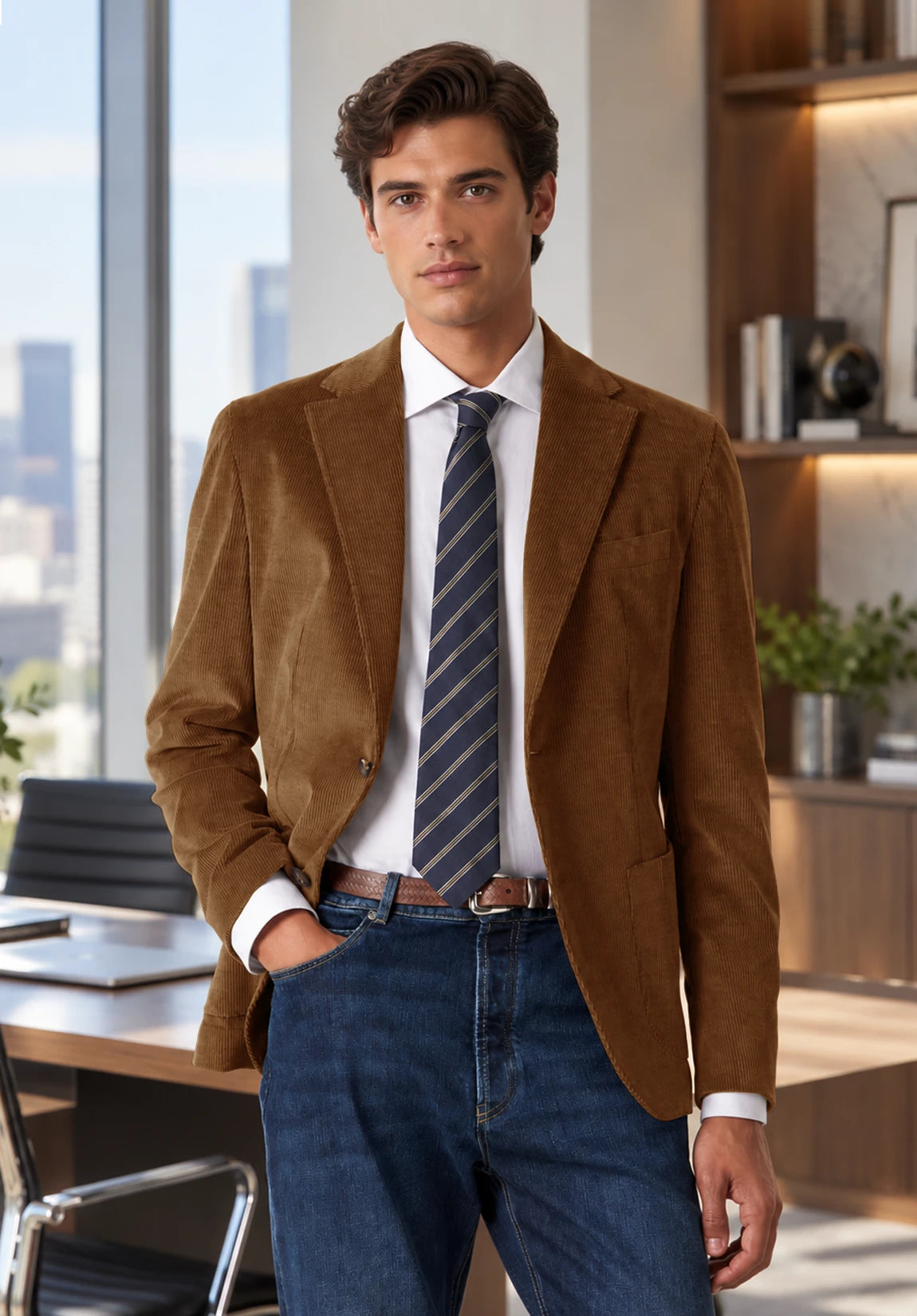 Men's khaki corduroy jacket