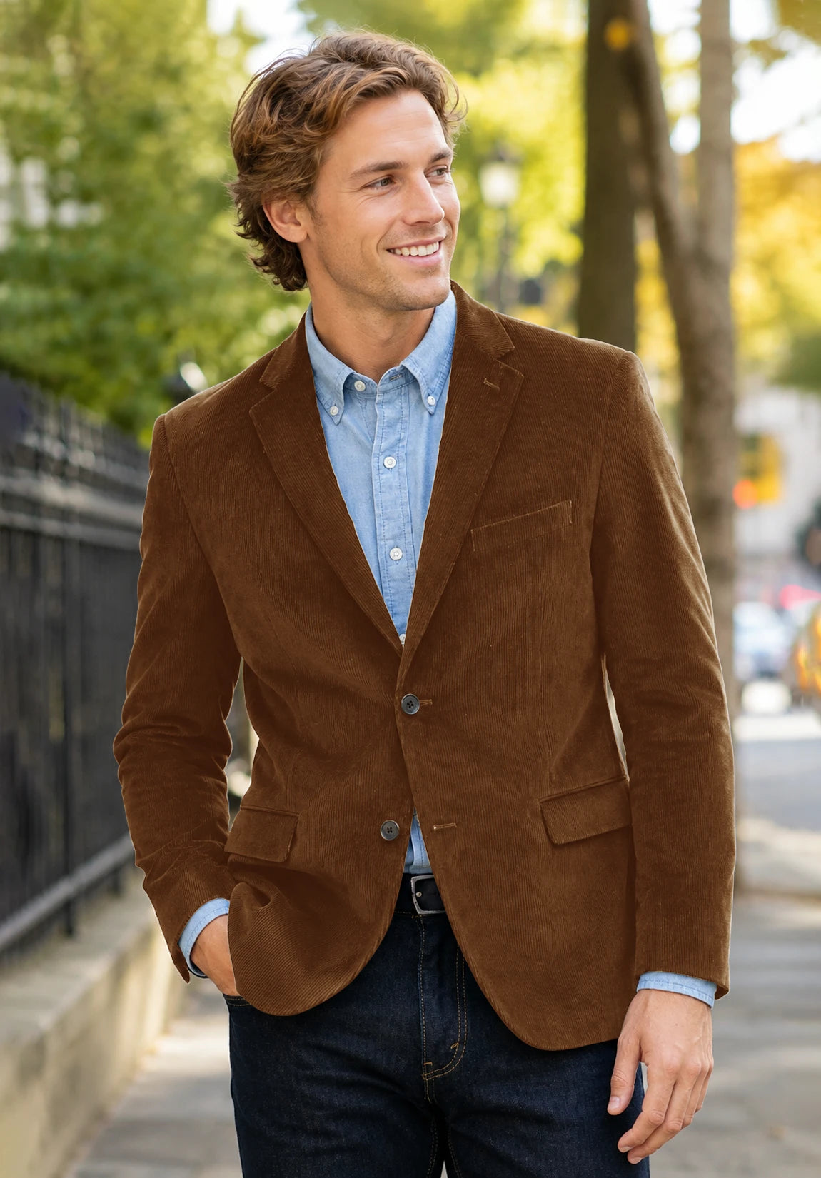Men's khaki corduroy jacket