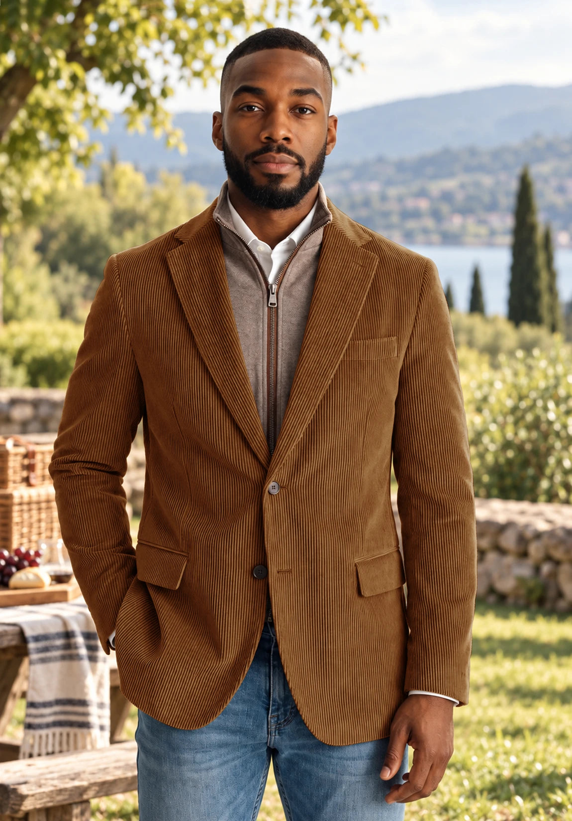 Men's khaki corduroy jacket
