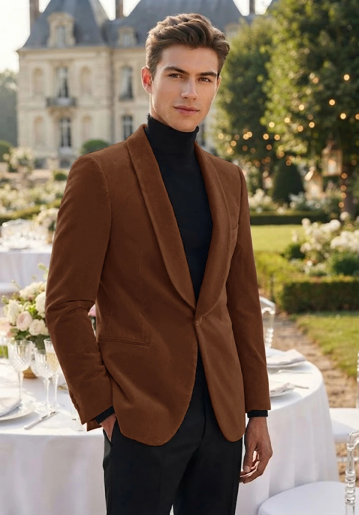 Men's khaki velvet jacket