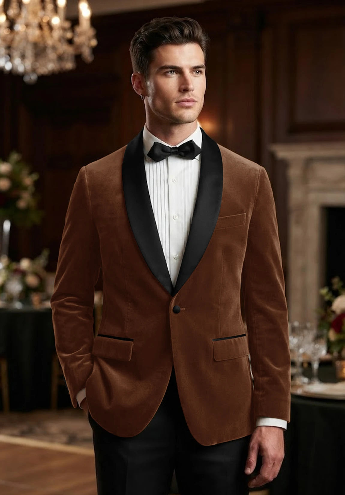 Men's khaki velvet jacket