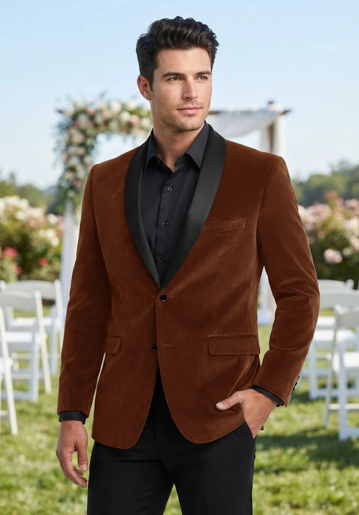 Men's khaki velvet jacket