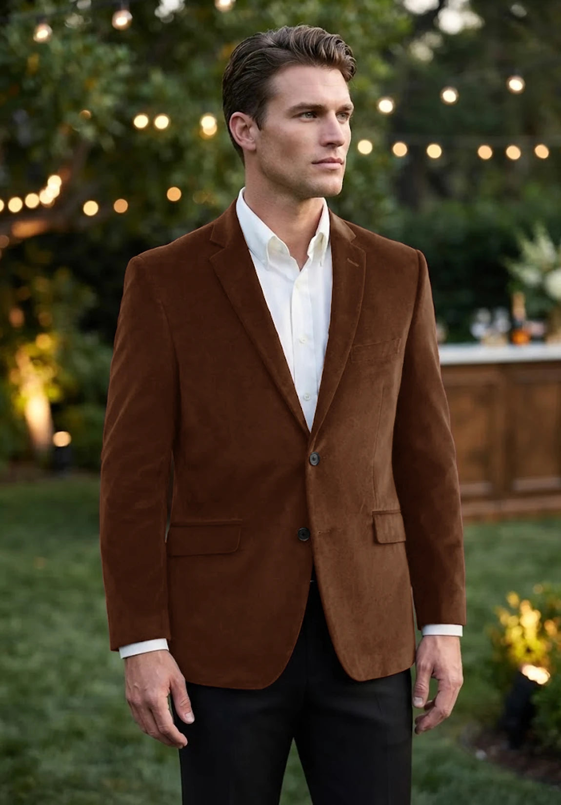 Men's khaki velvet jacket