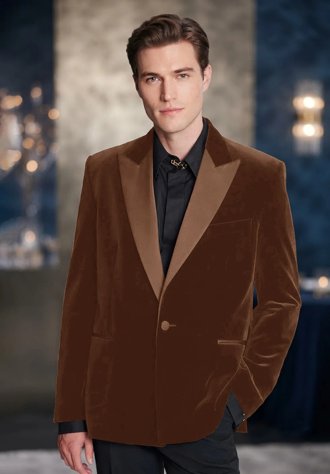 Men's khaki velvet jacket